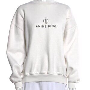 Anine Bing Classic White Crewneck Sweater